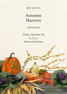 an autumn party with pumpkins and flowers