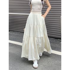 Lasaky - Chic Design Panel Midi Skirt with Long Flowy Hem Long Skirt Pattern, Gentle Style, Design Skirt, Long Sleeve Evening Gowns, Dress With Pleats, Womens Maxi Skirts, Long Skirts For Women, Skirt For Women, Floor Length Gown