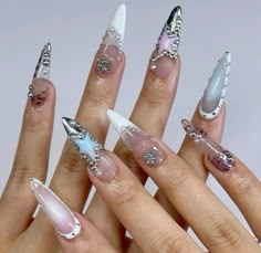 Nail Aura, Airbrushed Nails, Lexi Nails, Aura Design, Idol Nails, Acrylic Nail Designs Coffin, Airbrush Nails