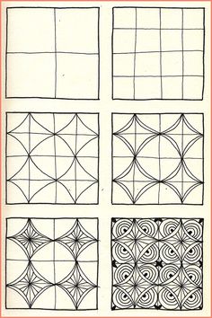 four squares with different designs on them