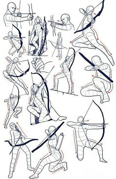 an image of some people doing different things in the style of animation character poses, character drawing