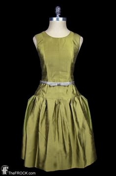 1960 Bonwit Teller cocktail dress olive green silk shantung | Etsy Taffeta Cocktail Dress, Luxury Sleeveless Taffeta Dress, Luxury Taffeta Cocktail Dress, Work Cocktail Party Outfit, Evening Taffeta Mini Dress, Silk Shantung Dress, Silk Dupioni Dress, Luxury Taffeta Mini Dress, Perfect Objects