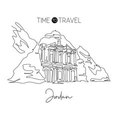 a drawing of an old building with the words time to travel written in front of it