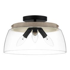 the ceiling light has two lights on each side and one is attached to an overhead fixture