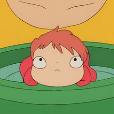 a girl in a pool with her head above the water's surface, looking at another person