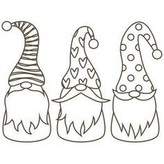 three gnomes with hats on their heads