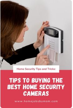 a woman is using the home security tips and tricks