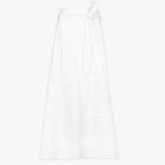 Tanya Taylor Hudson Skirt In White Linen Never Worn Product Details: Midi Skirt High-Waisted Self Tie Belt Fully Lined Tiered Seam Details Hidden Side Zipper Fit Details: True To Size Simone Is 5’8” And Wears A Size 0 Skirt Is 34" Long Taylor Hudson, Tanya Taylor, Taylor White, Linen Color, Fit Details, Skirt White, Women Skirts Midi, White Skirts, Tie Belt