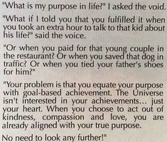 a piece of paper with some type of text on it that says, what is my purpose in life asked the void?