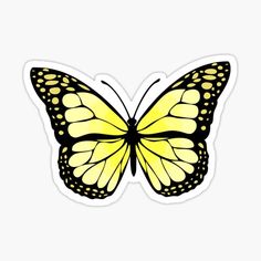 a yellow butterfly sticker on a white background