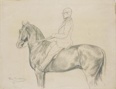 a drawing of a man riding on the back of a horse