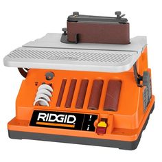 the ridgid portable sanding machine is orange and gray