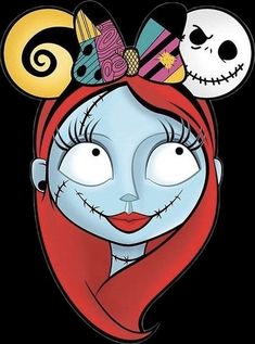 an image of a cartoon character with skulls on her head and hair in the shape of a woman's face