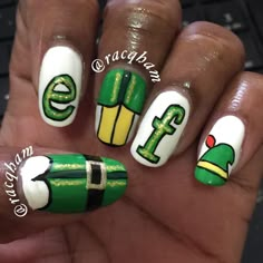 Shrek Nails, Christmas Nail Designs Easy, Wow Nails, Christmas Nail Art Designs