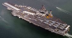 an aerial view of a large ship in the water