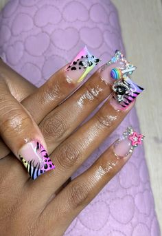 Lisa Frank Nails Lisa Frank Inspired Nails, Lisa Frank Nails, Lisa Frank Inspired, Gel Toe Nails, Gel Toes, Girly Acrylic Nails, Inspired Nails, Lisa Frank, Fire Nails