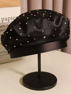 30-70% OFF✓ Fast Shipping✓Shine with vintage sophistication in Retro Stage's Vintage Black Rhinestoned Satin Beret Hat, adorned with shimmering rhinestones for a glamorous touch. Jobs Aesthetic, Ms Piggy, Beret Black, Rhinestone Hat, Holographic Fabric, Black And White Hats, Black Beret, Retro Hats, Paul Mitchell