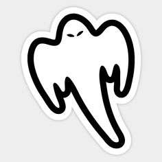 a white tooth sticker with black outline