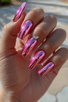 Nail Nail Designs, Acrylic Nails Almond Shape, Fashion Nail Art, Trendy Nail Polish, Nail Art Stencils, Funky Fingers, Future Aesthetic, French Fade, Chrome Nail Polish