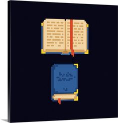 an open book with a pixellated image of the pages on it, and a closed book