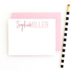 a notepad with the word sophiia on it next to a pencil