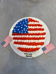 an american flag cake on a white plate