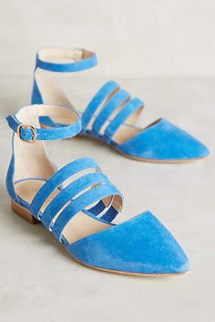 #anthrofave Buckle Flats, Perfect Blue, Blue Suede Shoes, Chic Shoes, Blue Flats, Shoe Fits, Jewelry Armoire, Shoe Closet, Shoe Obsession