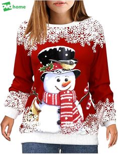 Click link to buy it: . ✔ Fast shipping. ✔ Limited design. Product information: Ugly christmas sweaters for women 202395% Polyester, 5% Spandex.Dye-sublimation printing, colors will never be faded or peeled.It is used to react to your body,s temperature to keep you warm in the Streetwear Blouse, Snowman Snowflake, Snowflake Print, Christmas Sweaters For Women, White Long Sleeve Top, Pudding Cake, Chic Christmas, Sweatshirt Outfit, Estilo Chic