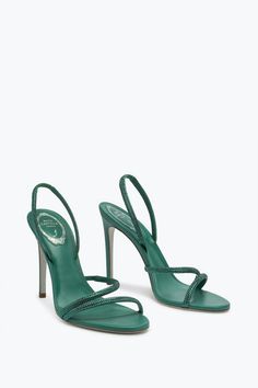 Irina Crystal Emerald Green Sandal 105 Emerald Green Heels, Caovilla Shoes, Rene Caovilla Shoes, Fashion Shoes Heels, Green Sandals, Shoes Green, Jeweled Sandals, Green Heels, Sandal Platform