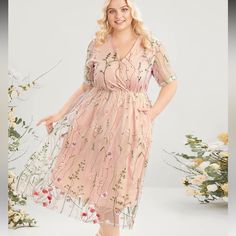 Nwt Has Pockets. Very Comfortable To Wear. Wear It For Any Occasion. You’ll Love It. Size Tags Say 14/16 (1x); 22/24 (3x) Spring Floral Embroidered V-neck Midi Dress, Spring Floral Embroidery V-neck Midi Dress, Pink Embroidered Midi Dress For Party, Feminine Embroidered Midi Dress For Spring, Spring Feminine Embroidered Dress With Floral Print, Elegant Pink Embroidered Dress For Garden Party, Pink Short Sleeve Embroidered Dress For Spring, Pink Floral Embroidered Short Sleeve Dress, Pink Short Sleeve Dress With Floral Embroidery