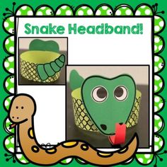 a snake headband made out of paper with the words snake headband on it