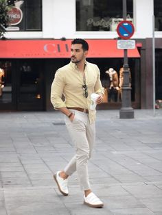 Yellow Dress Shirt Men Outfits, Men’s Yellow Shirt Outfit, Yellow Formal Outfit Men, Light Yellow Shirt Outfit Men, Yellow Shirt Outfit Men Formal, Yellow Linen Shirt Outfit, Yellow Shirt Outfit Men, Men Khaki Pants Outfit, Yellow Outfit Men