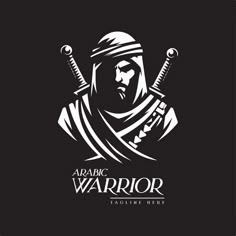 an arabic warrior with two swords in his hand and the word'arabic warrior'above it