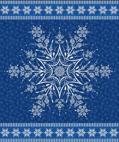 a blue and white snowflake pattern on a table cloth with the words panel size 2 - 4 / 4