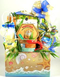 a gift basket filled with lots of different items