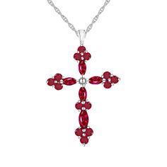 This sterling silver cross pendant is beautifully adorned with lab-created ruby, featuring one 6x3mm and approximately four 5x2.5mm marquise-shaped, and 14 2.5mm round stones. It comes with an 18-inch sterling silver box chain, making it expression of faith, kept close to the heart. | Lab-Created Ruby Cross Pendant Necklace | Sterling Silver | White | Size 18" | Helzberg Diamonds Chain Making, Helzberg Diamonds, Sterling Silver Cross Pendant, Silver Cross Pendant, Ruby Stone, Childrens Jewelry, Silver Box, Sterling Silver Cross, Cross Pendant Necklace