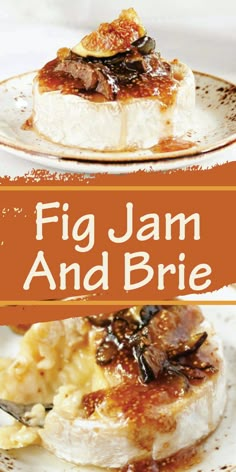 the cover of fig jam and brie, with an image of food on it