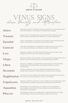 Illustration of Venus sign traits that explain how each zodiac expresses love and attraction. Libra Love Language, Sign Shapes, Venus Sign, Relationship Astrology, Libra Life