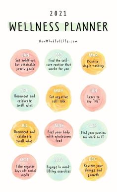 Wellness Calendar, Wellness Planner, Health Planner, Mental Health Care, Good Mental Health