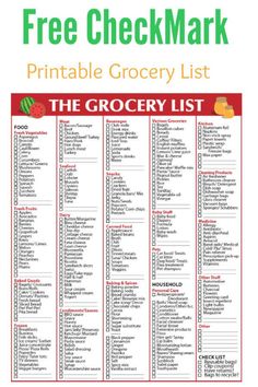 the grocery list is shown with free printable grocery list and grocery list templates