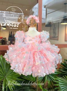 ♥ BABY BUTTERFLY HANDMADE TULLE DRESS ♥ This stunning pink dress with a beautiful butterfly design is a must-have for any little girl's wardrobe. Created by the talented team at JollyHandmadeBaby, this unique dress features 3D butterflies made from tulle material, with three tiered ruffles and puffs consisting of six layers for a truly magical look. The dress is not only stylish but also comfortable, perfect for keeping your baby motivated and happy. ♥ The dress comes with short sleeves and a la Pink Fairy Dress For Summer Dress-up, Spring Baptism Tutu Dress With Bow, Spring Princess Dress With Bow For Baptism, Summer Princess Baptism Dress With Bow, Spring Baptism Princess Dress With Bow, Spring Princess Tutu Dress With Bow, Spring Princess Style Tutu Dress With Bow, Spring Princess Dress With Pink Bow, Summer Tutu Dress With Bow For Baptism