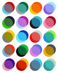 an array of different colored circles on a white background