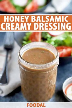 a mason jar filled with homemade creamy dressing