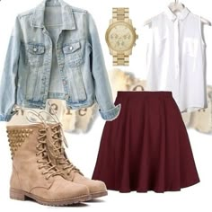 Wish I could wear something like this Cute Outfits With Combat Boots, Combat Boot Outfits, Boots Outfit, Spring Summer Outfits, Outfits Casuales, Skirt Outfits, Cute Fashion, Teen Fashion, Pretty Outfits