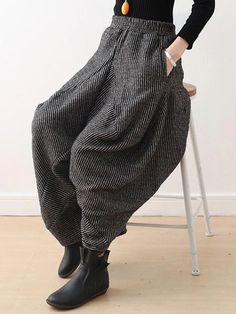 Vintage Knitted Thickening Asymmetric Lantern Wide Leg Pants Quilted Outerwear, Seasons Autumn, Winter Typ, High Neck Sweater, Cardigan Top, Asymmetrical Design, Vintage Knitting, Pants Color, One Piece Swimwear