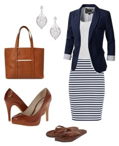 "Teacher on a Budget" by samantha-smith-mcvety on Polyvore Teacher Dress, Outfit Essentials, Stripe Outfits, Summer Work Outfits, Professional Attire, Work Clothes, Casual Work