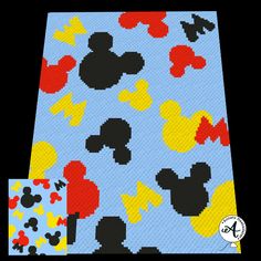 the mickey mouse pattern has been made with different colors and shapes, including black, yellow, red, and blue