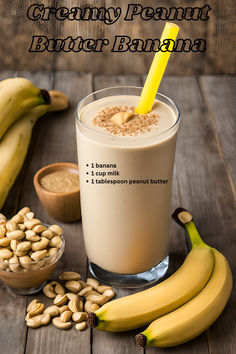 A creamy, protein-rich smoothie with banana, milk, and peanut butter. Perfect for breakfast or post-workout energy! Vegan Peanut Butter Smoothie, Ninja Blender Recipes Smoothies Healthy, High Protein Vegan Smoothies, Peanut Butter Smoothie Recipes Healthy, Preworkout Food Morning, Healthy Recipes Breakfast Smoothie, Peanut Butter Shake Healthy, Smoothie Recipes With Oats, Breakfast Smoothies Protein