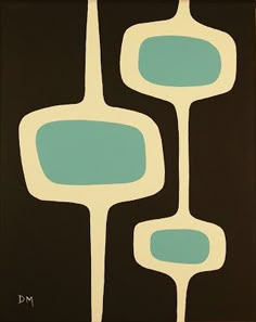 an abstract painting with blue and white shapes on black background, titled'what is mid - century modern? '