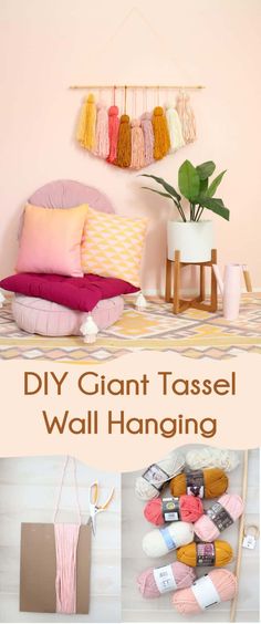 the diy giant tassel wall hanging project is easy to make and looks great